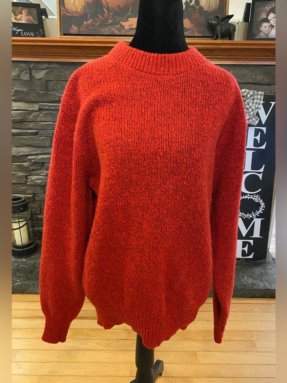 Vintage L.L. Bean Red Crewneck Wool Blend Sweater